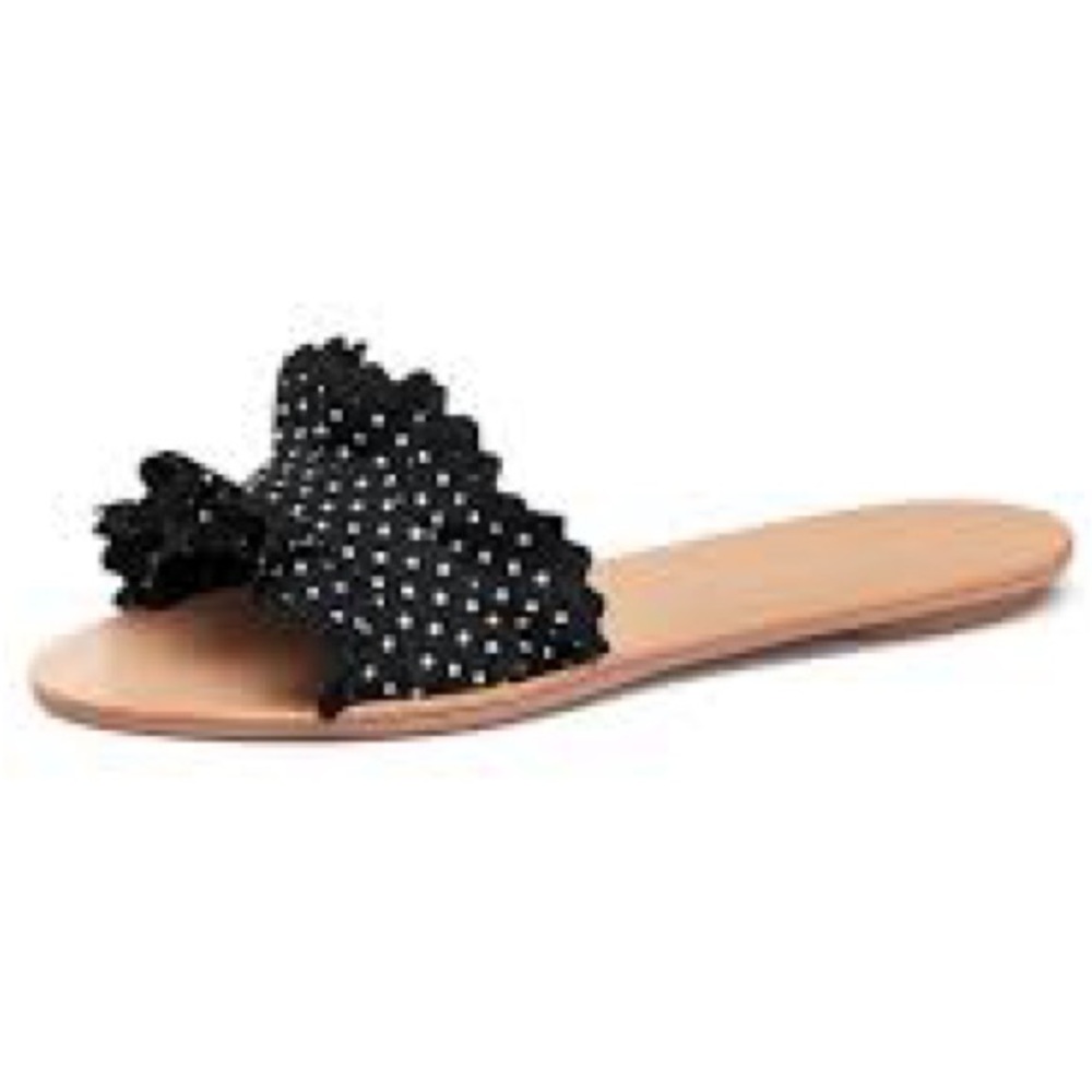 NEW (NIB) Loeffler Randall Birdie Ruffle Slide in Blk Polka Dot 11.5M